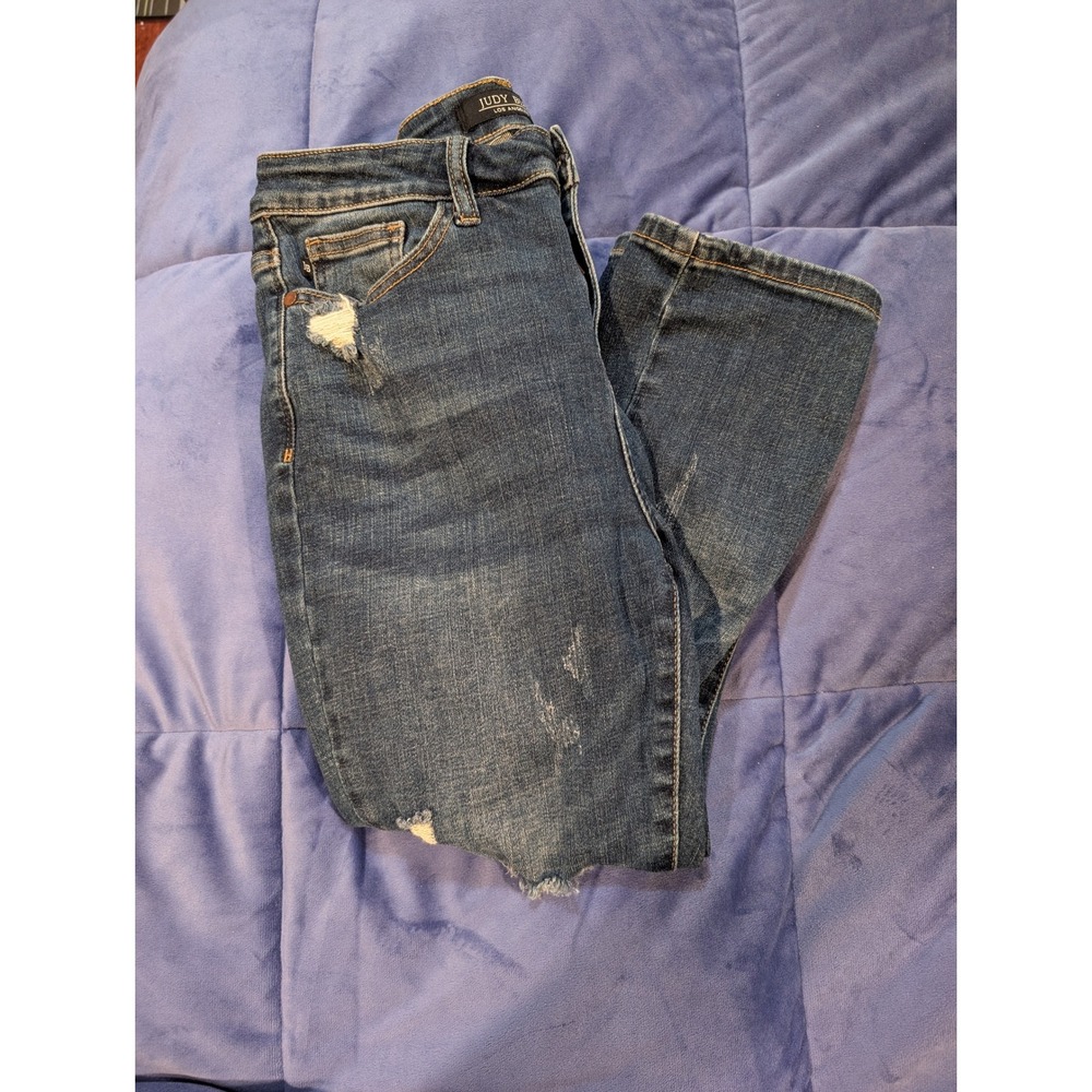 Judy Blue Distressed Skinny‎ Jeans Womens Blue Capri - Size 5/27